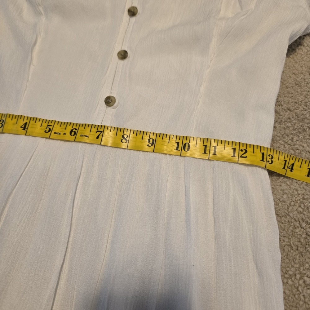 Hollister M Medium Long Tall White Cottagecore Fairy Boho Tiered Dress Button - Picture 8 of 11
